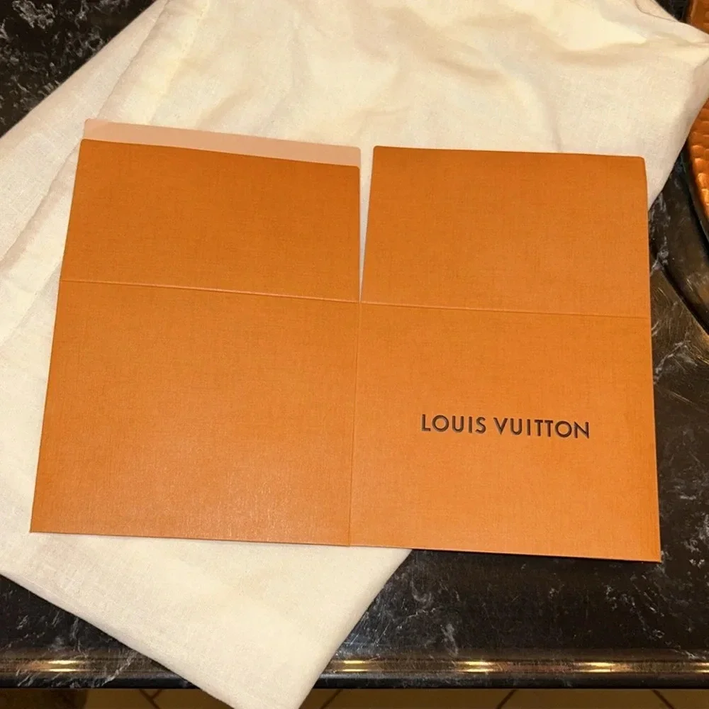 3 piece Louis Vuitton gift bag set and plain white dust bag